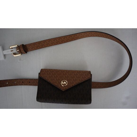 Michael Kors 556353C 235 Women Sz S/M Brown MK Logo Fanny Pack Waist Belt Bag - Picture 4 of 9
